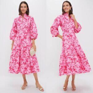 Hyacinth House Hillsborough Maxi Dress Womens XL Pink Floral Textured Ruffle NWT